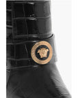 Versace Crocodile Effect Printed Leather Under the Knee Boots 11cm