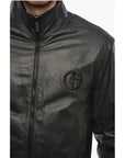 Armani GIORGIO Reversible Leather Jacket with Embroidered Logo