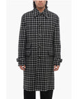 Versace Windowpane Check Wool Blend Coat