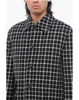 Versace Windowpane Check Wool Blend Coat