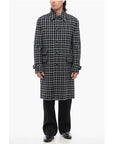Versace Windowpane Check Wool Blend Coat