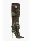 Dolce & Gabbana Camouflage Denim Boots with Pockets 11cm