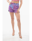 Versace JEANS COUTURE Animal Patterned Denim Shorts with Buckle Deta