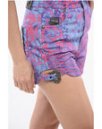 Versace JEANS COUTURE Animal Patterned Denim Shorts with Buckle Deta