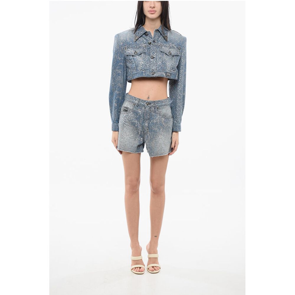 Versace JEANS COUTURE Glittery Denim Shorts