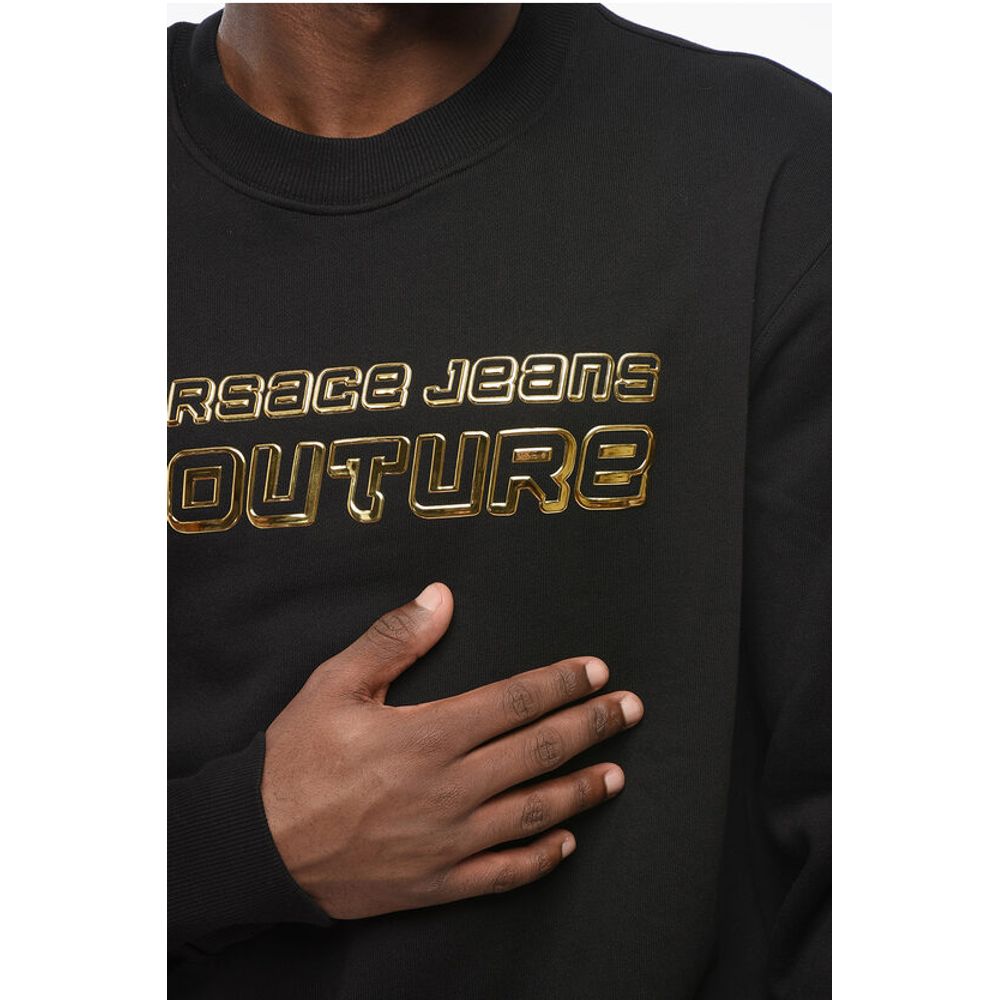 Versace JEANS COUTURE Crew Neck Sweatshirt with Embossed Lamè Logo