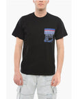 Versace JEANS COUTURE Crew Neck Cotton T-Shirt with Printed Breast-p