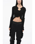 Versace JEANS COUTURE Ribbed Cropped Top with Self-tie Detail