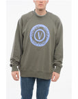 Versace JEANS COUTURE Crew Neck Brushed Cotton Sweatshirt with Print