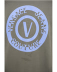 Versace JEANS COUTURE Crew Neck Brushed Cotton Sweatshirt with Print