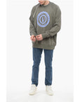 Versace JEANS COUTURE Crew Neck Brushed Cotton Sweatshirt with Print