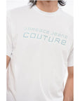 Versace JEANS COUTURE Crew Neck Cotton T-Shir with Rhinestoned Logo