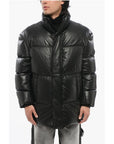 Armani EMPORIO Leather Down Jacket with Hidden Closure