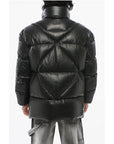 Armani EMPORIO Leather Down Jacket with Hidden Closure