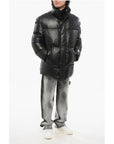 Armani EMPORIO Leather Down Jacket with Hidden Closure