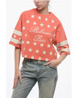 Balmain Cotton STAR Cropped Fit T-Shirt with Printed Logo