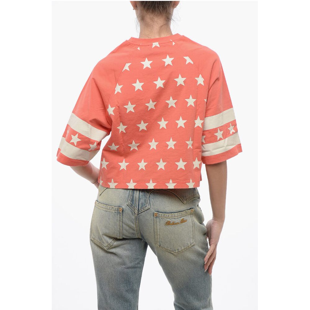 Balmain Cotton STAR Cropped Fit T-Shirt with Printed Logo