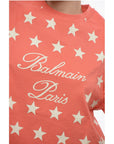 Balmain Cotton STAR Cropped Fit T-Shirt with Printed Logo