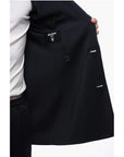 Balmain Double-breasted Monogram Fabric Blazer with Logoed Buttons