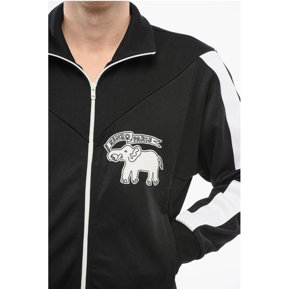 Kenzo Acetate ELEPHANT Track Sweatshirt with Side Contrasting Band