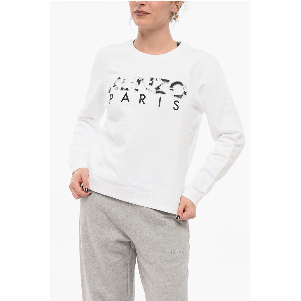 Kenzo Crew Neck Cotton Sweatshirt with Embroidered Logo