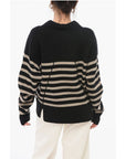 Rag&Bone Awning Striped Wool Blend Pullover with Polo Neck