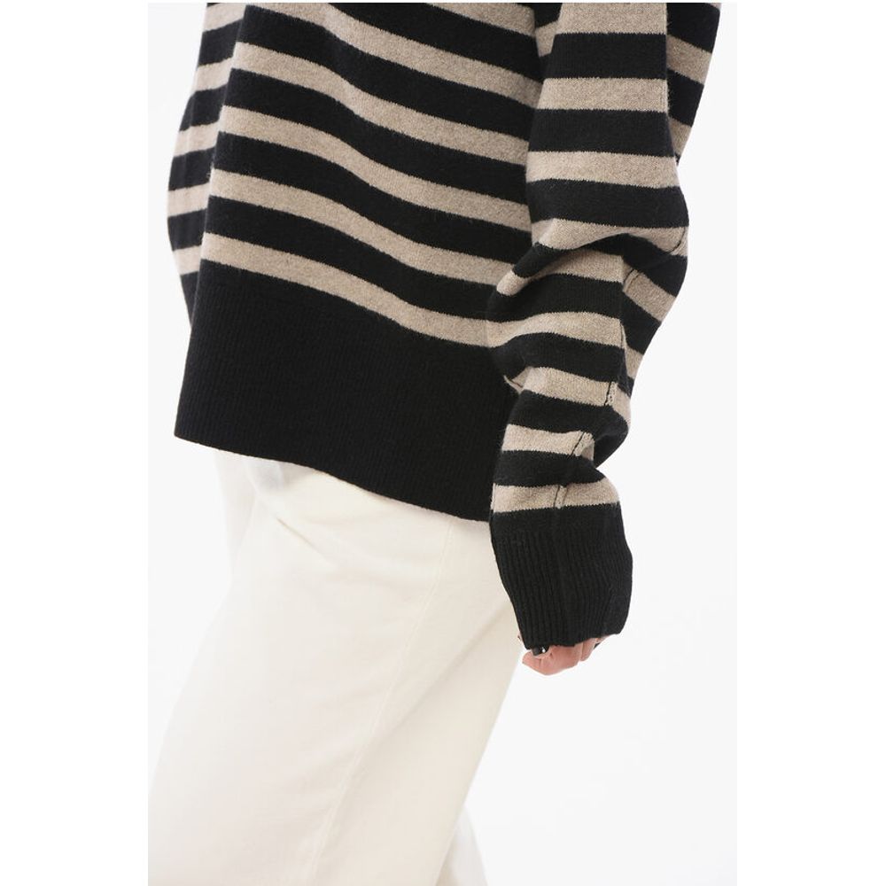 Rag&Bone Awning Striped Wool Blend Pullover with Polo Neck