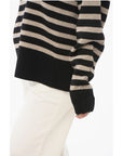 Rag&Bone Awning Striped Wool Blend Pullover with Polo Neck