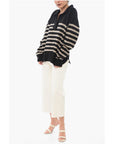 Rag&Bone Awning Striped Wool Blend Pullover with Polo Neck
