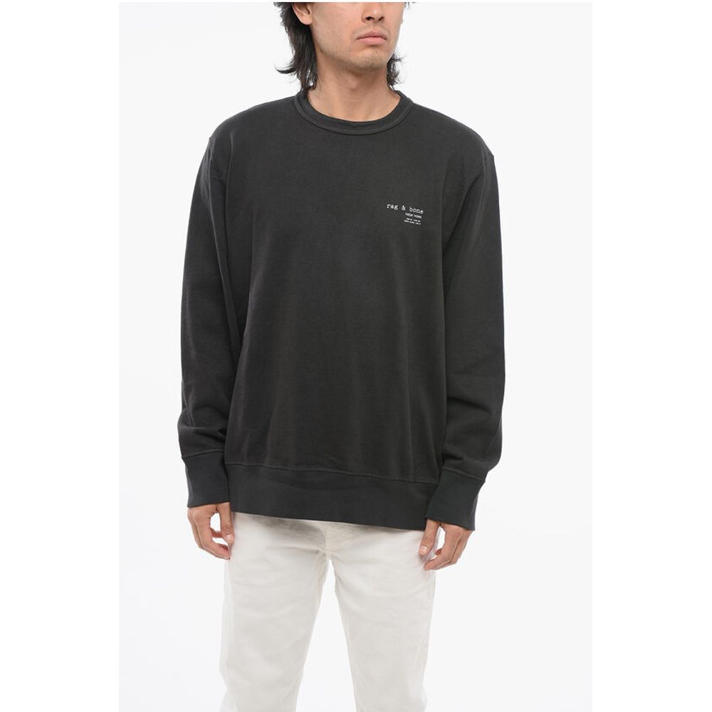 Rag&Bone Crew Neck Brushed Cotton Sweatshirt with Printed Logo