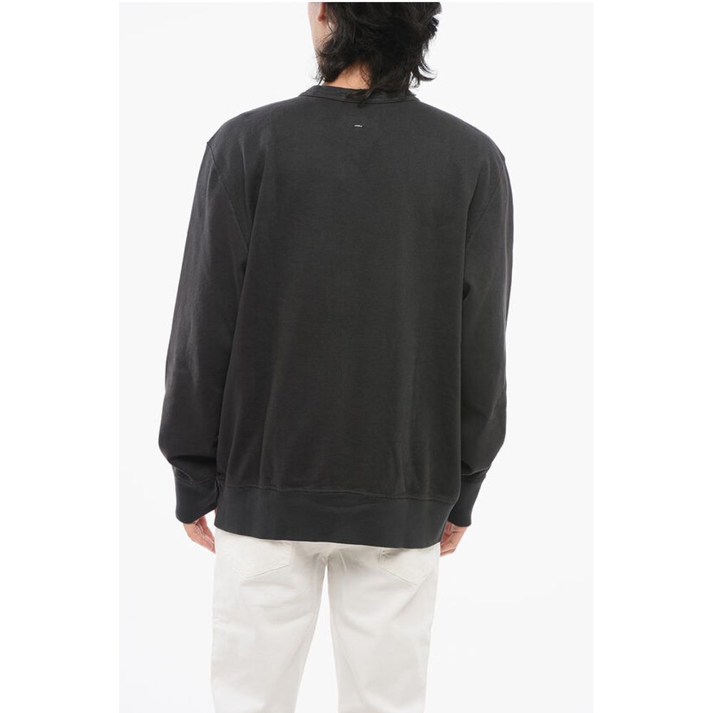 Rag&Bone Crew Neck Brushed Cotton Sweatshirt with Printed Logo
