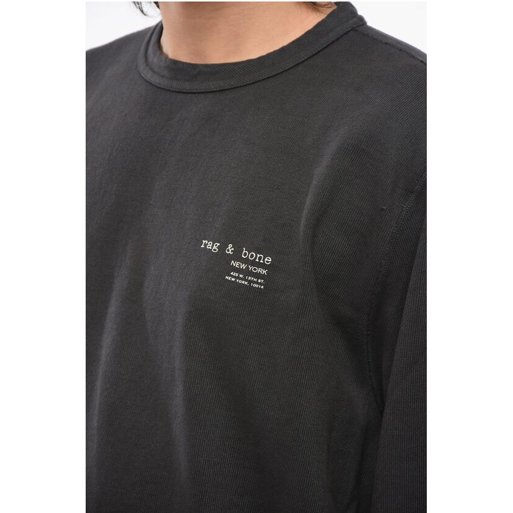 Rag&Bone Crew Neck Brushed Cotton Sweatshirt with Printed Logo