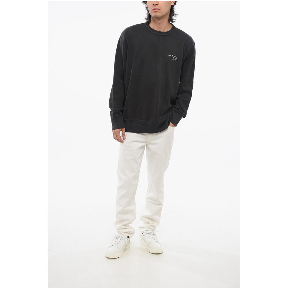 Rag&Bone Crew Neck Brushed Cotton Sweatshirt with Printed Logo