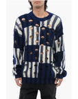 Off-White Distressed Effect SHIBORI Tartan Crewneck Sweater