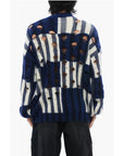 Off-White Distressed Effect SHIBORI Tartan Crewneck Sweater