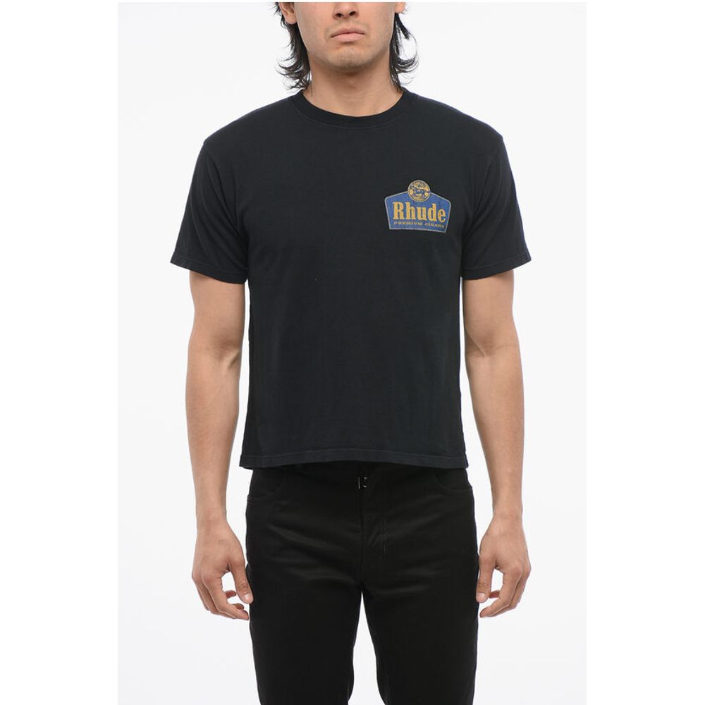 Rhude Cotton Crew-neck T-shirt with Back Maxi Print