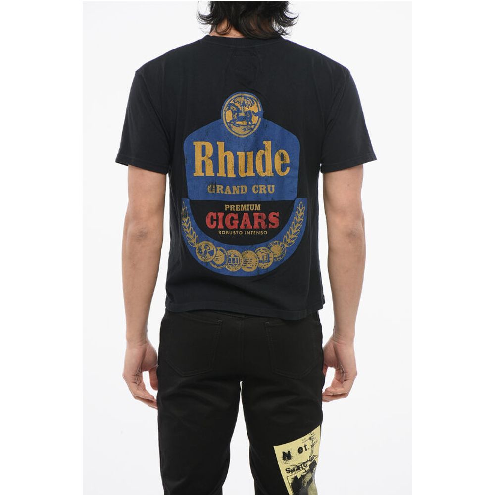 Rhude Cotton Crew-neck T-shirt with Back Maxi Print