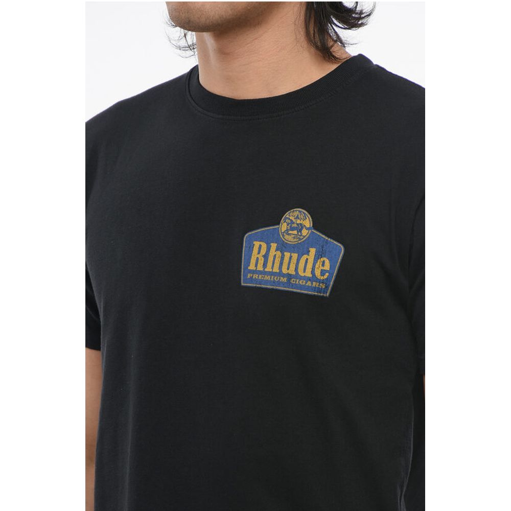 Rhude Cotton Crew-neck T-shirt with Back Maxi Print