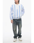 Rhude Awning Striped Terry Cotton 3-Buttons Sweatshirt