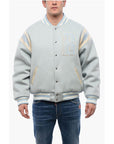 Rhude Wool Bomber with Leather and Snap Buttons