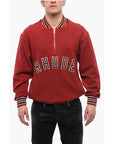 Rhude Terry-Cotton Varsity Sweatshirt with Half Zip