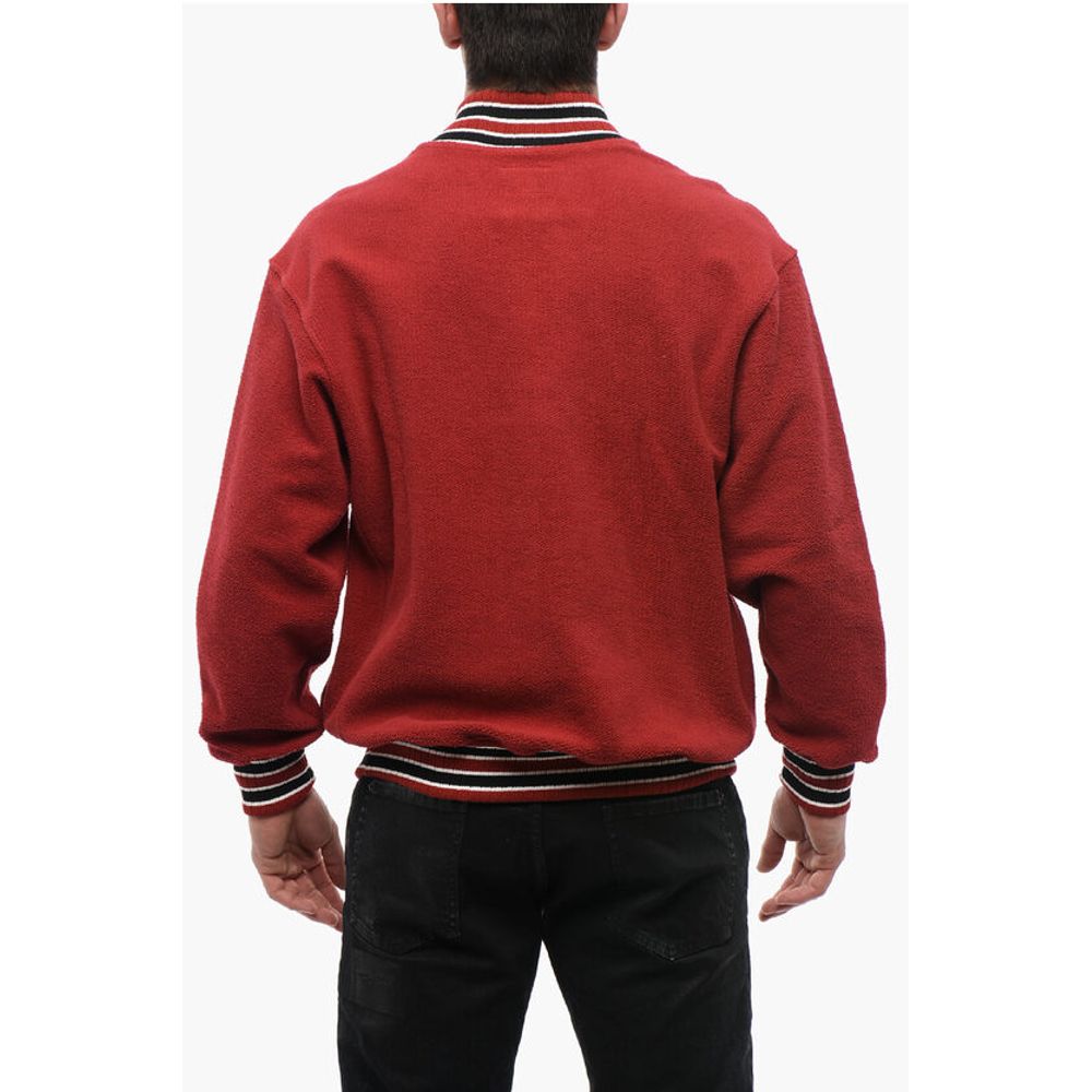Rhude Terry-Cotton Varsity Sweatshirt with Half Zip