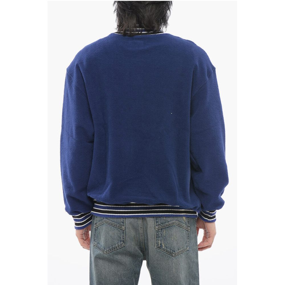Rhude Terry-Cotton Varsity Sweatshirt with Half Zip
