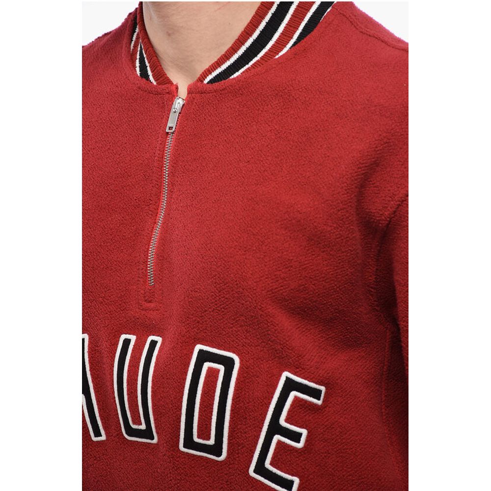 Rhude Terry-Cotton Varsity Sweatshirt with Half Zip