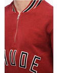 Rhude Terry-Cotton Varsity Sweatshirt with Half Zip