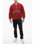 Rhude Terry-Cotton Varsity Sweatshirt with Half Zip