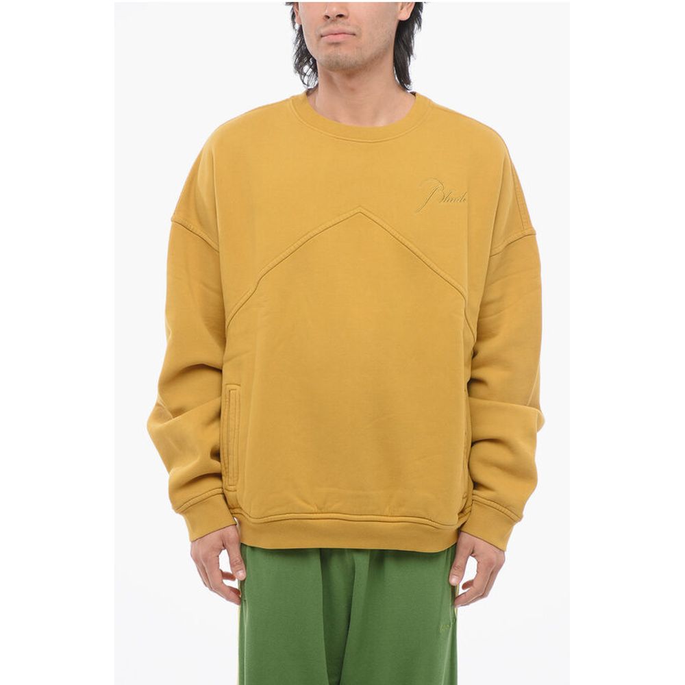 Rhude Fleeced-Cotton Crew-neck Sweatshirt with 2-Pockets
