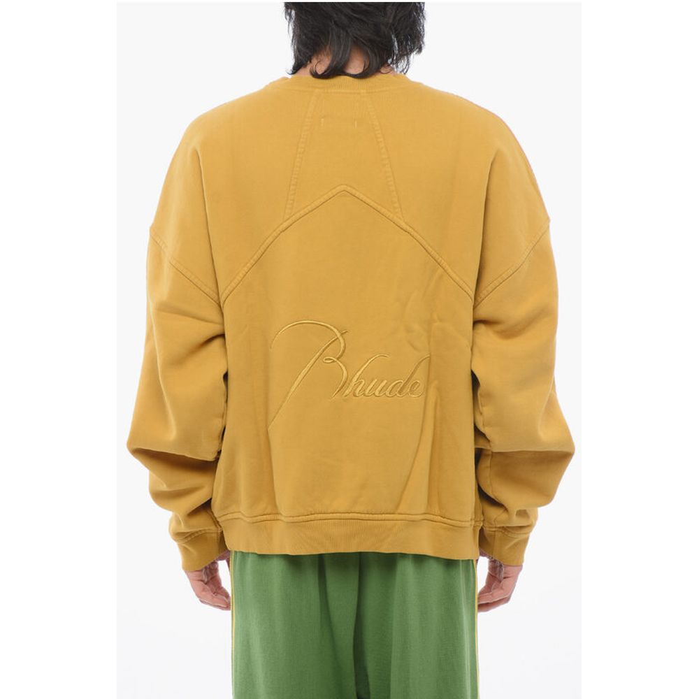 Rhude Fleeced-Cotton Crew-neck Sweatshirt with 2-Pockets