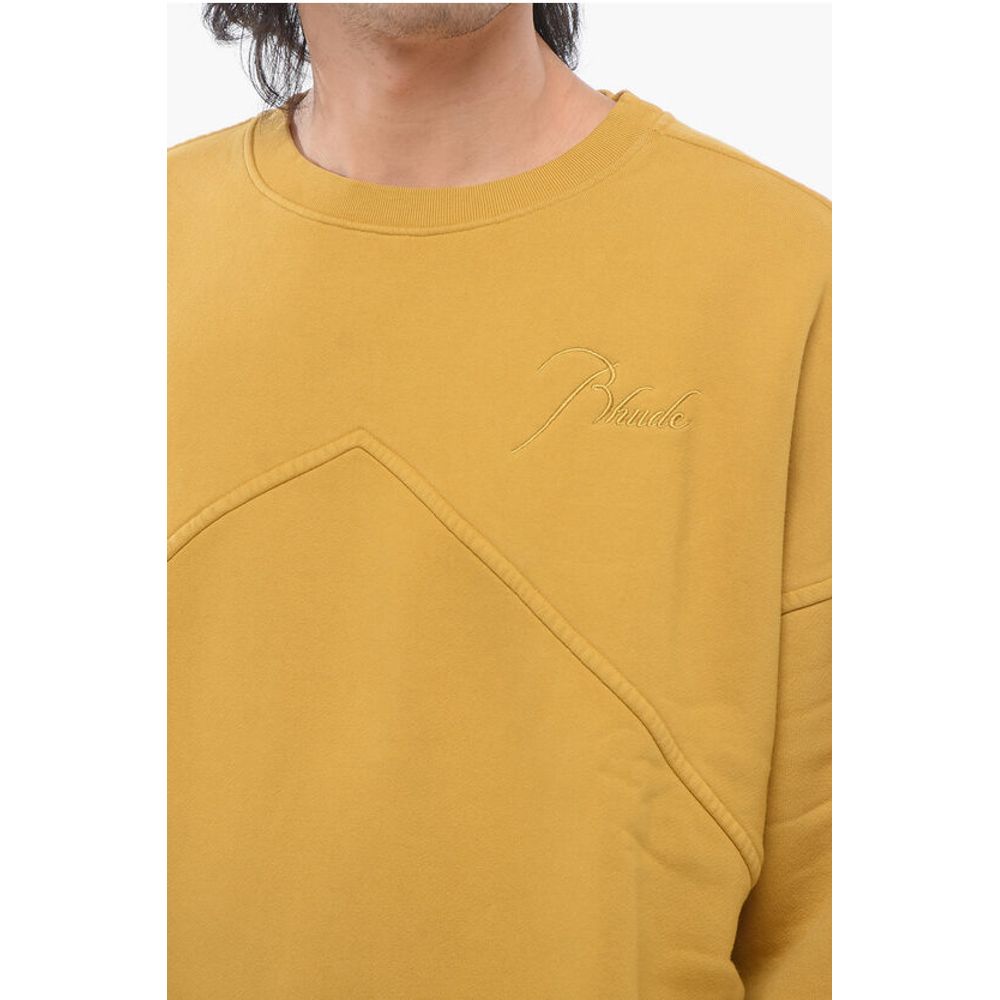 Rhude Fleeced-Cotton Crew-neck Sweatshirt with 2-Pockets