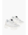 Off-White Solid Color Perforated Fabric Low-Top Sneakers